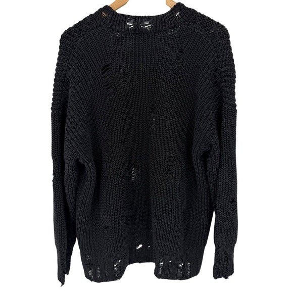 Zara Womens Small Oversized Distressed Chunky Knit Button Front Cardigan Sweater - Picture 3 of 9